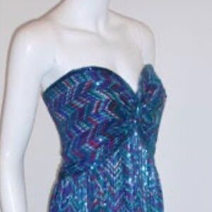 Bob Mackie vintage Vibrant Blue and Purple column Dress $1498